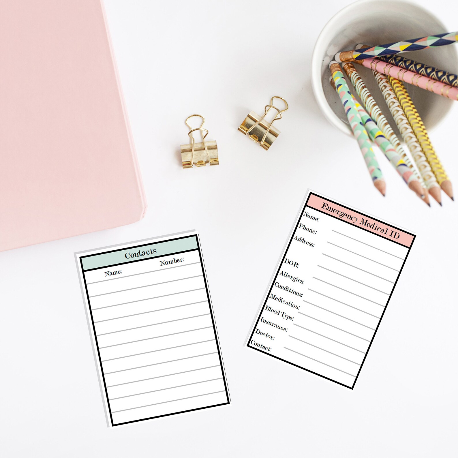 Editable in Case of Emergency Printable Info Sheet/template, Medical ID ...
