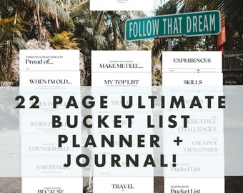 Ultimate 22 Page Bucket List Journal and Planner PDF Vision Board