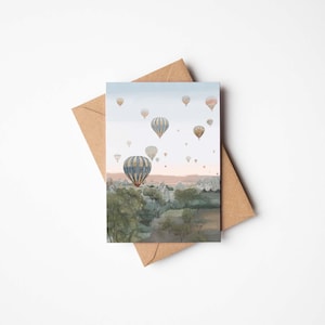 Cartão em branco exclusivo de balão de ar quente - Pacote de 1, 10 ou 20 cartões, pacote de cartões edificantes, perfeito para amantes de viagens e aventuras