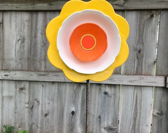 Fairypot Glass Flower - Yellow tones 13"