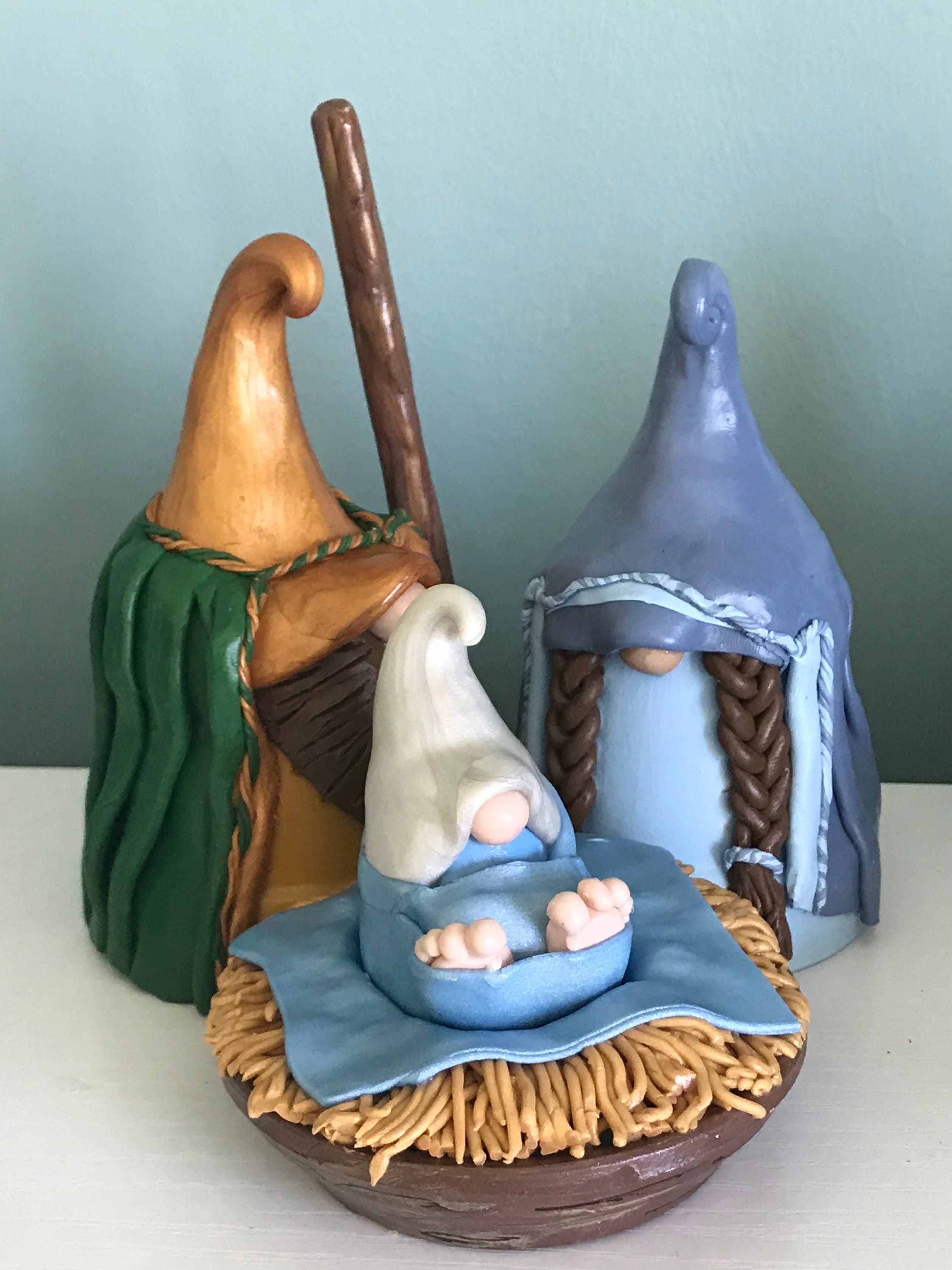 Mary, Joseph and Baby Jesus 3piece Gnome Nativity Set