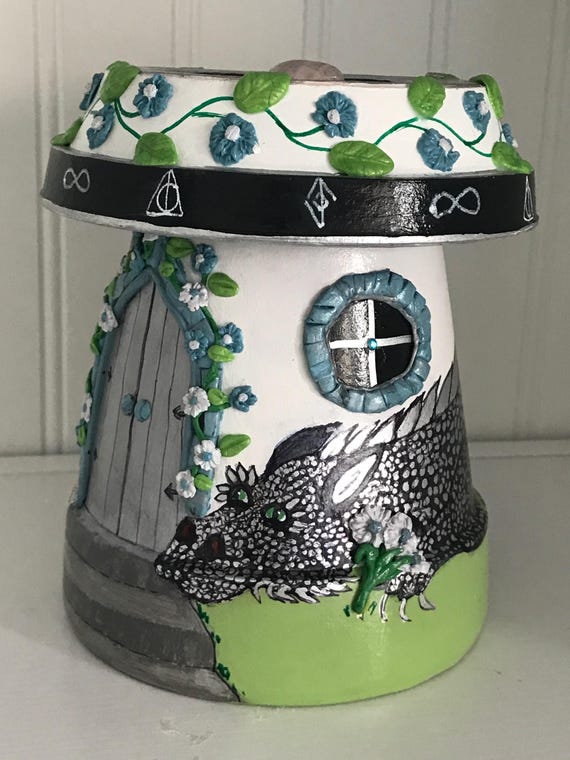 Custom Made to Order Hand-Painted Dragon Pots out of Terra cotta pots.