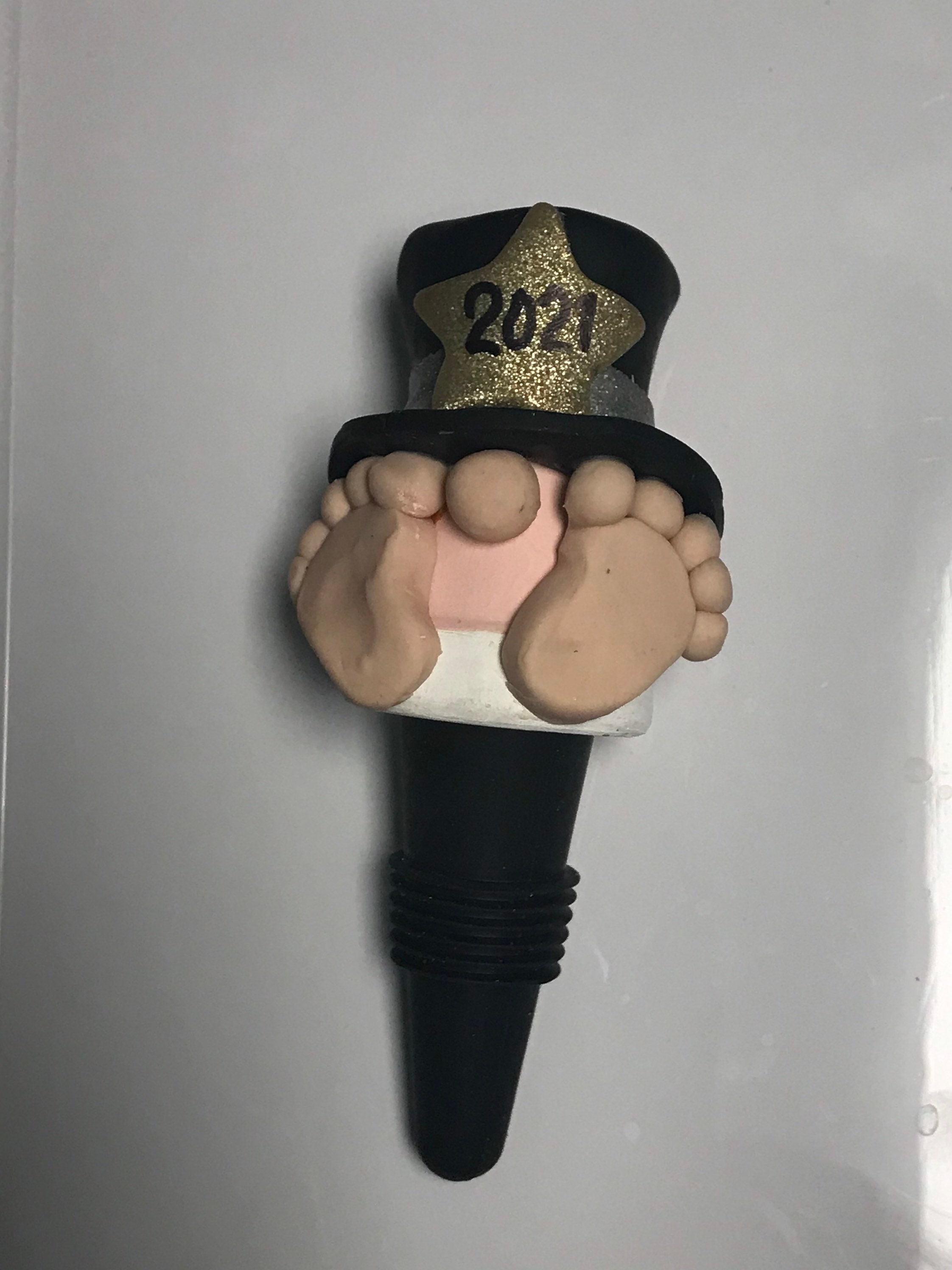 Happy New Year Gnome Wine Stopper
