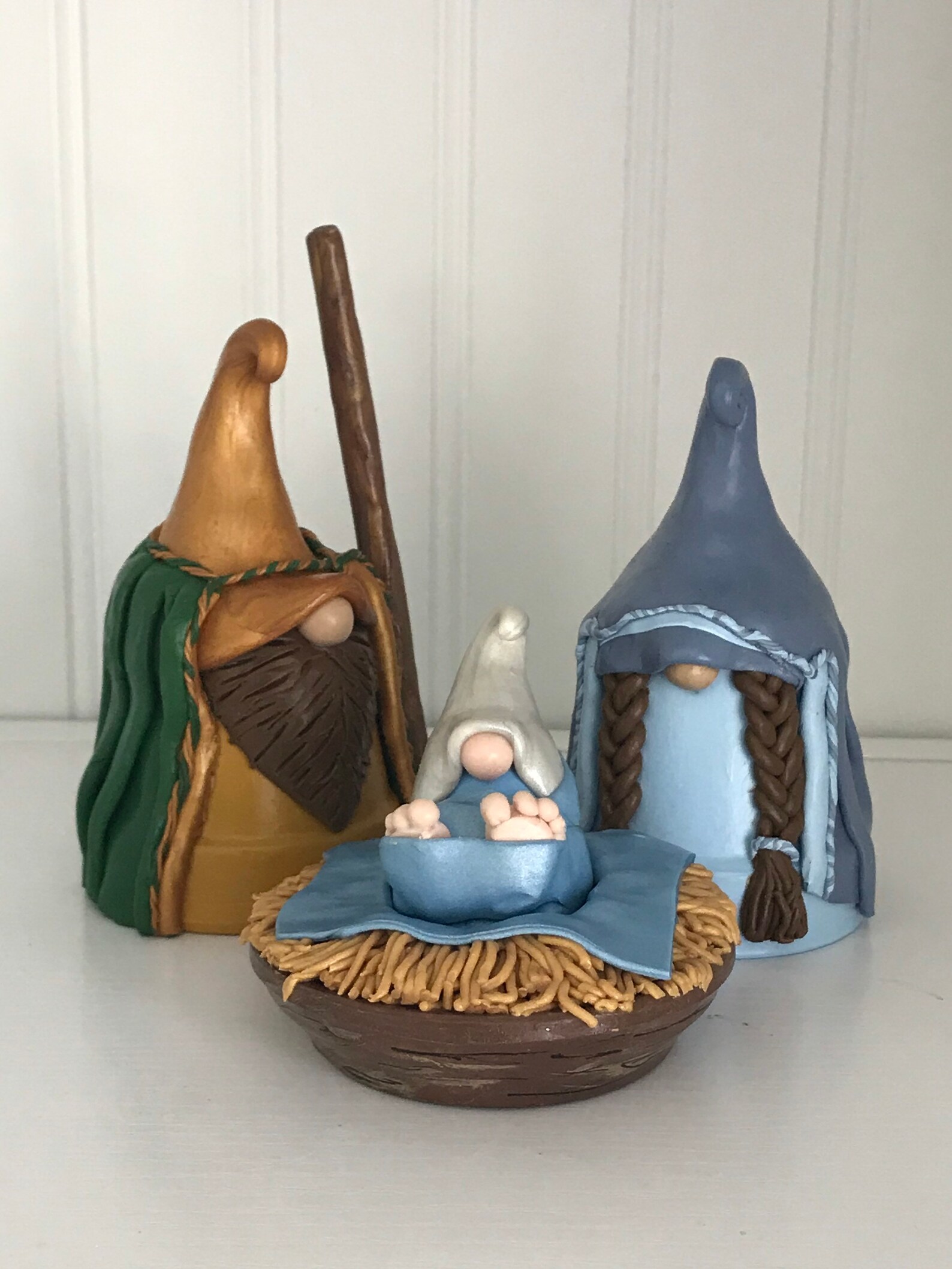 Mary Joseph and Baby Jesus 3piece Gnome Nativity Set Etsy