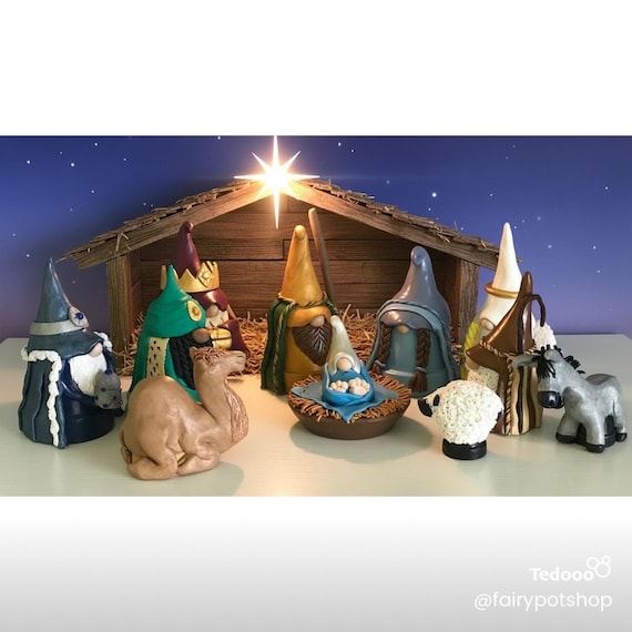 Gnome Nativity Sets 3 piece to 11 piece
