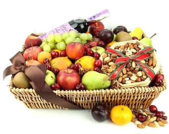 Cesta de frutas festiva: cesta de frutas frescas para cualquier ocasión como Navidad, cumpleaños, día de la madre o agradecimiento a los empleados.