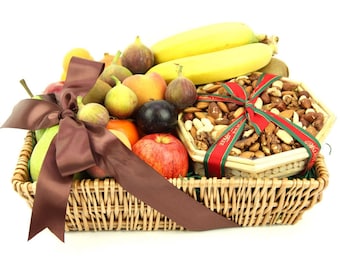 Gourmet Fruit 'N' Nut Basket - Fresh fruit hamper for any occasion like  Christmas, Get Well, Birthday, Mother's Day, Employee appreciation.