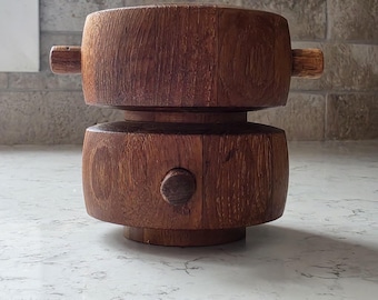 Vintage Danish Modern Wooden Spice Grinder, Mid-Century Teak Pepper Mill with Removable Fill Pegs