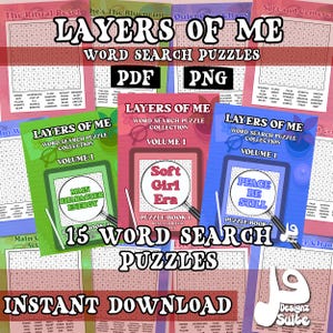 Layers of Me Word Search Puzzle Book Bundle | Printable & iPad Word Search Set | Digital Download | PDF and PNG Formats