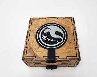 Fire Dragon Wooden Storage Box for RPG Dice Sets