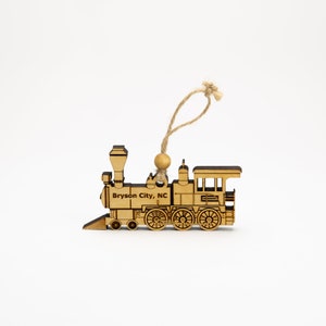 Personalized Wooden Steam Train Engine Ornament
