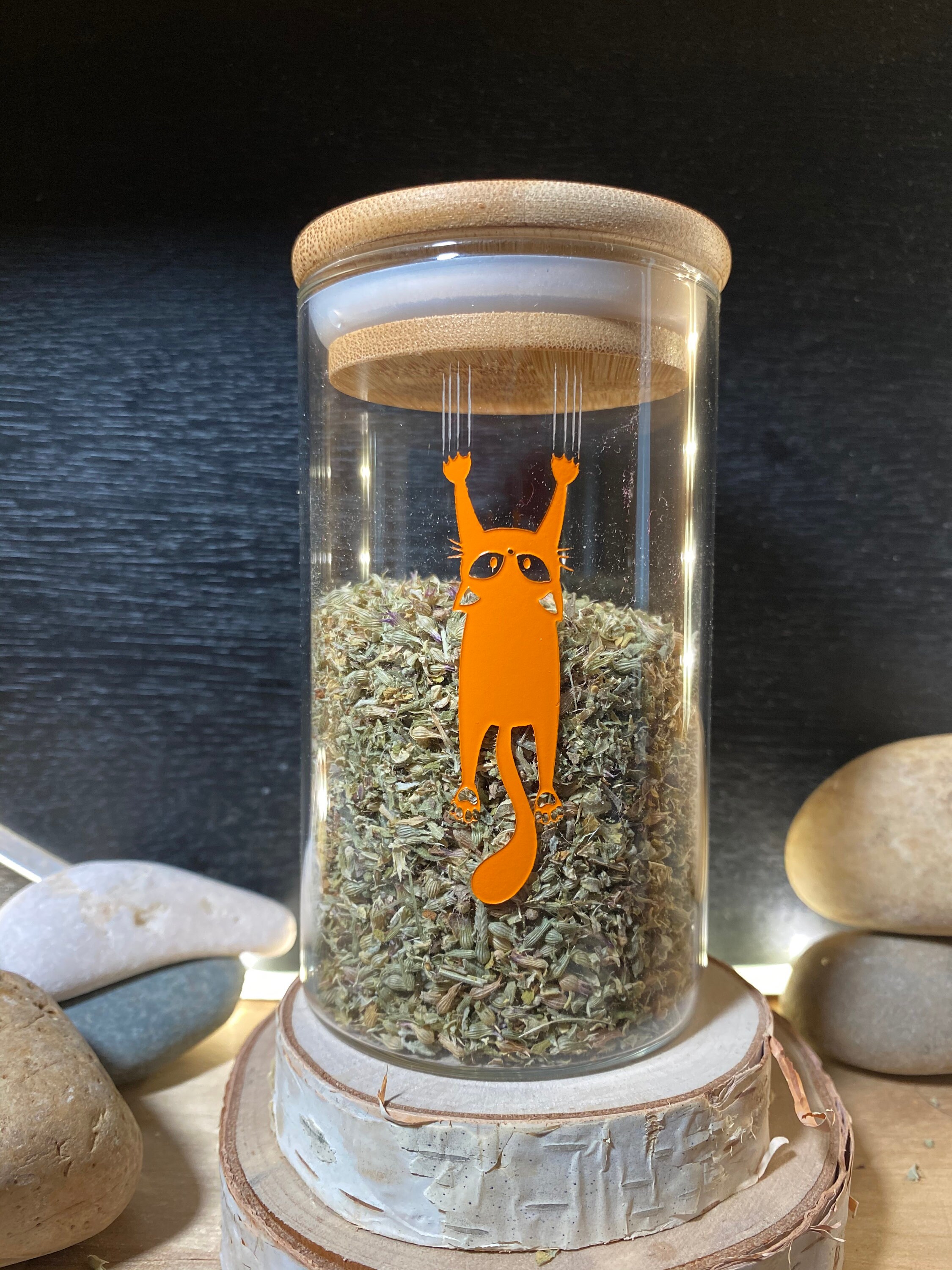 Catnip Jar 10oz W/ Bamboo Lid Crazy Cat Scratch Deep Etsy