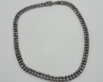Vintage Silver Paste Set choker necklace 37cm