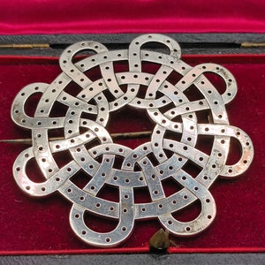 Antique 1800&#39;s Victorian Large Silver interlaced Woven Celtic knot brooch