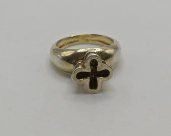 Vintage 950 Silver Zolotas Cross Ring Size UK O
