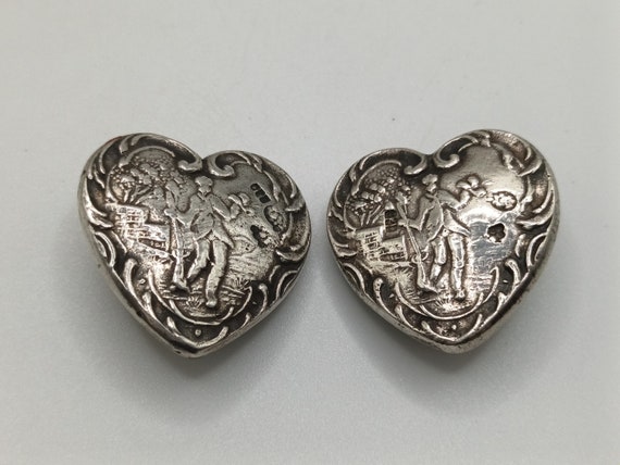 Antique 830 Hanau German Silver Floral Heart Shap… - image 7