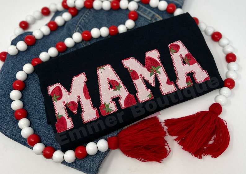 strawberry mama embroidered shirt, strawberry mama, mama shirt, mother's day gift, mom shirt, mama tee image 2