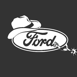truck sticker, ford cowboy truck decal, country decal, cowboy hat and spurs, country boy sticker, laptop sticker, water bottle sticker,