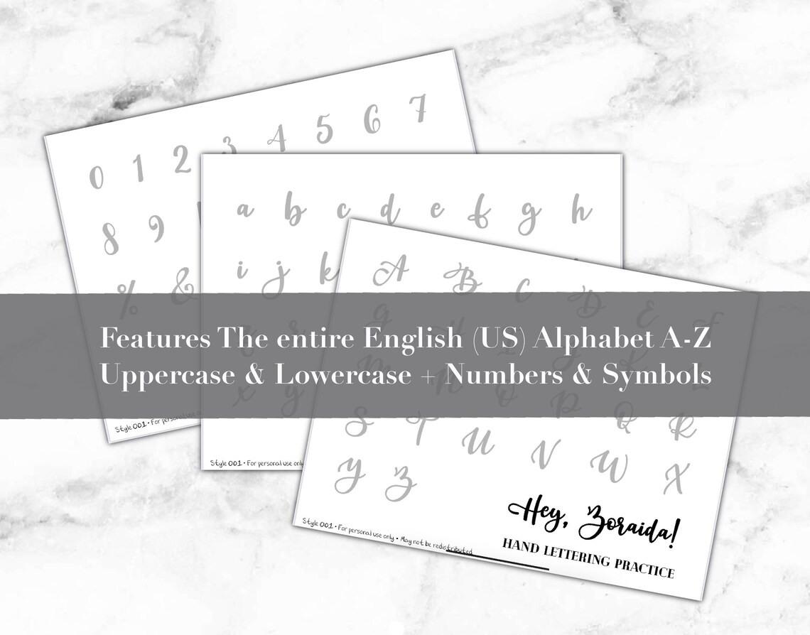 3 Digital PDF Hand Lettering Guides for Brush Script Etsy
