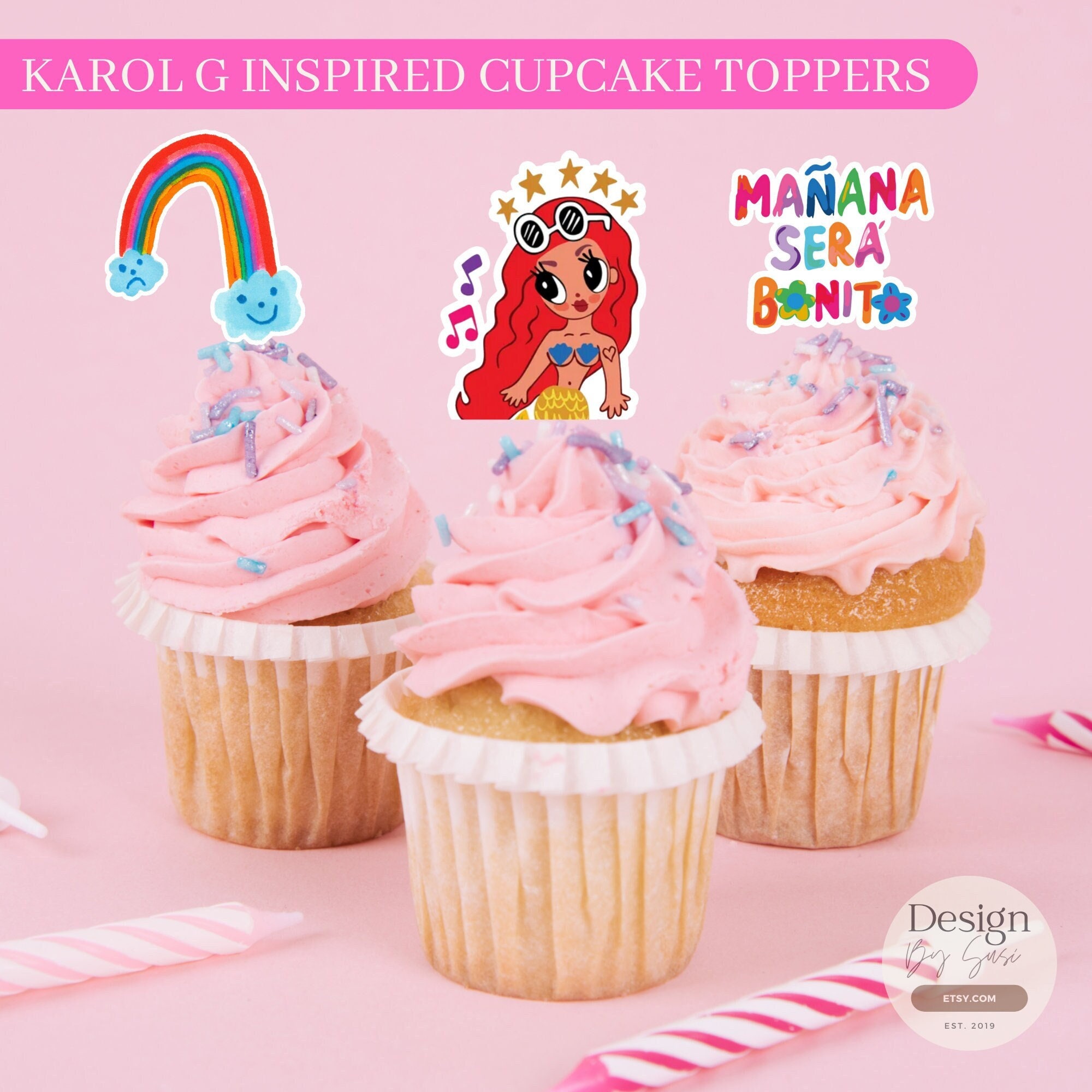 Karol G Party Cupcake Toppers Karol G Mañana Sera Bonito - Etsy