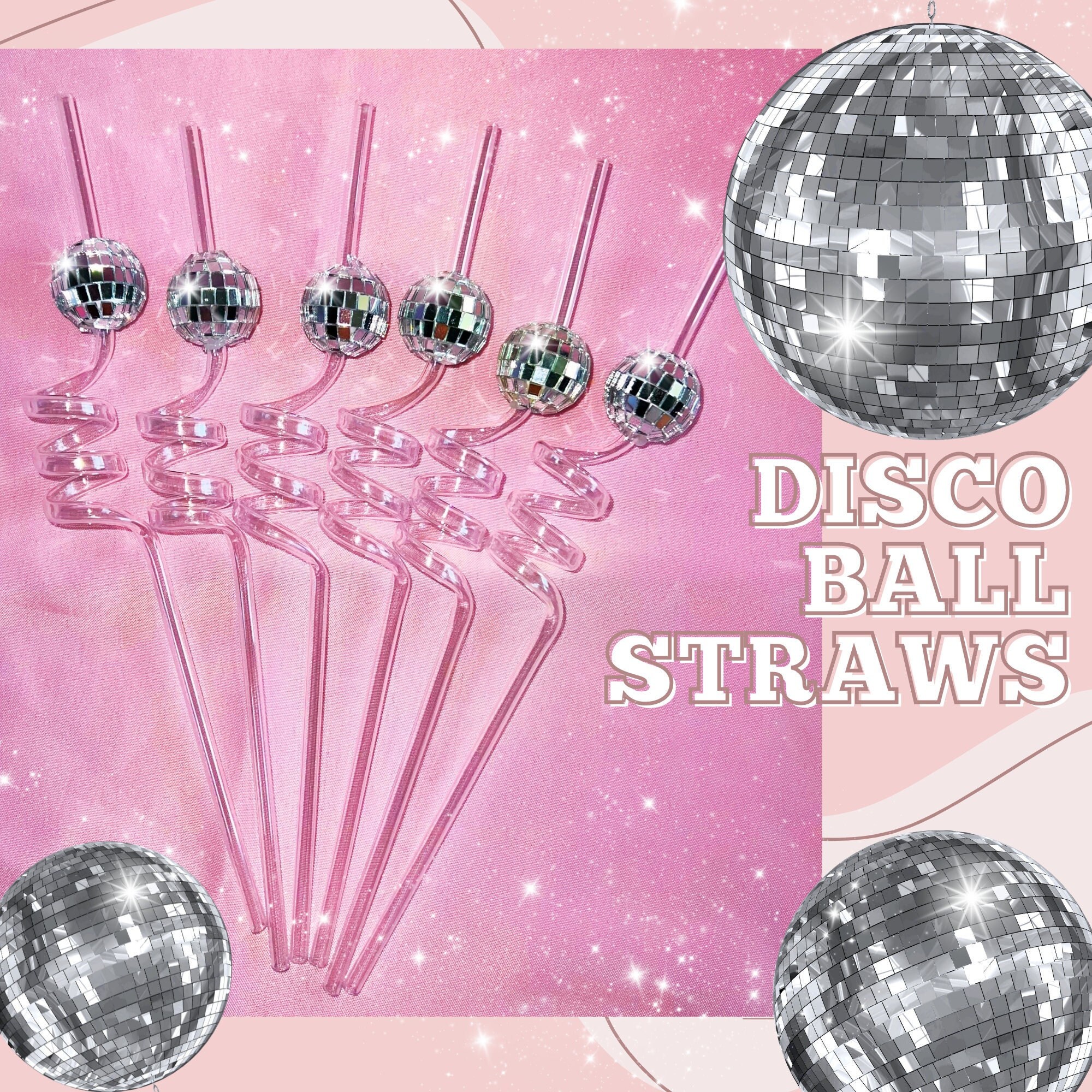  Typutomi 12 Pcs Disco Ball Straws, Mini Disco Straw Decor  Reusable Plastic Straws Mirror Decorative Straws for Party Home Bar Holiday  Wedding Birthday Christma Decorations(Silver): Home & Kitchen
