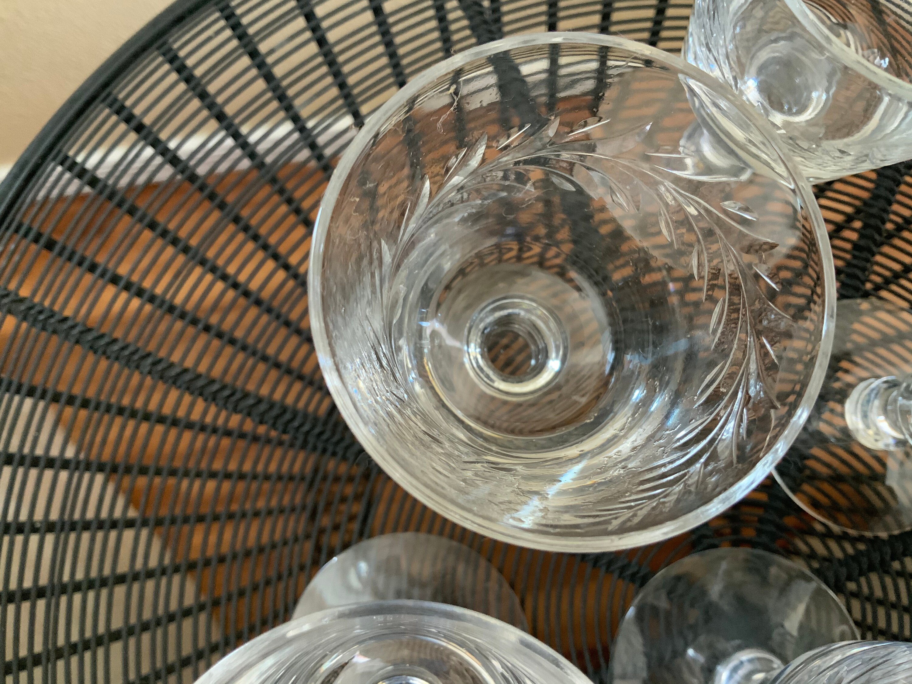 set-of-vintage-crystal-dessert-plates-and-cordial-glasses-etsy