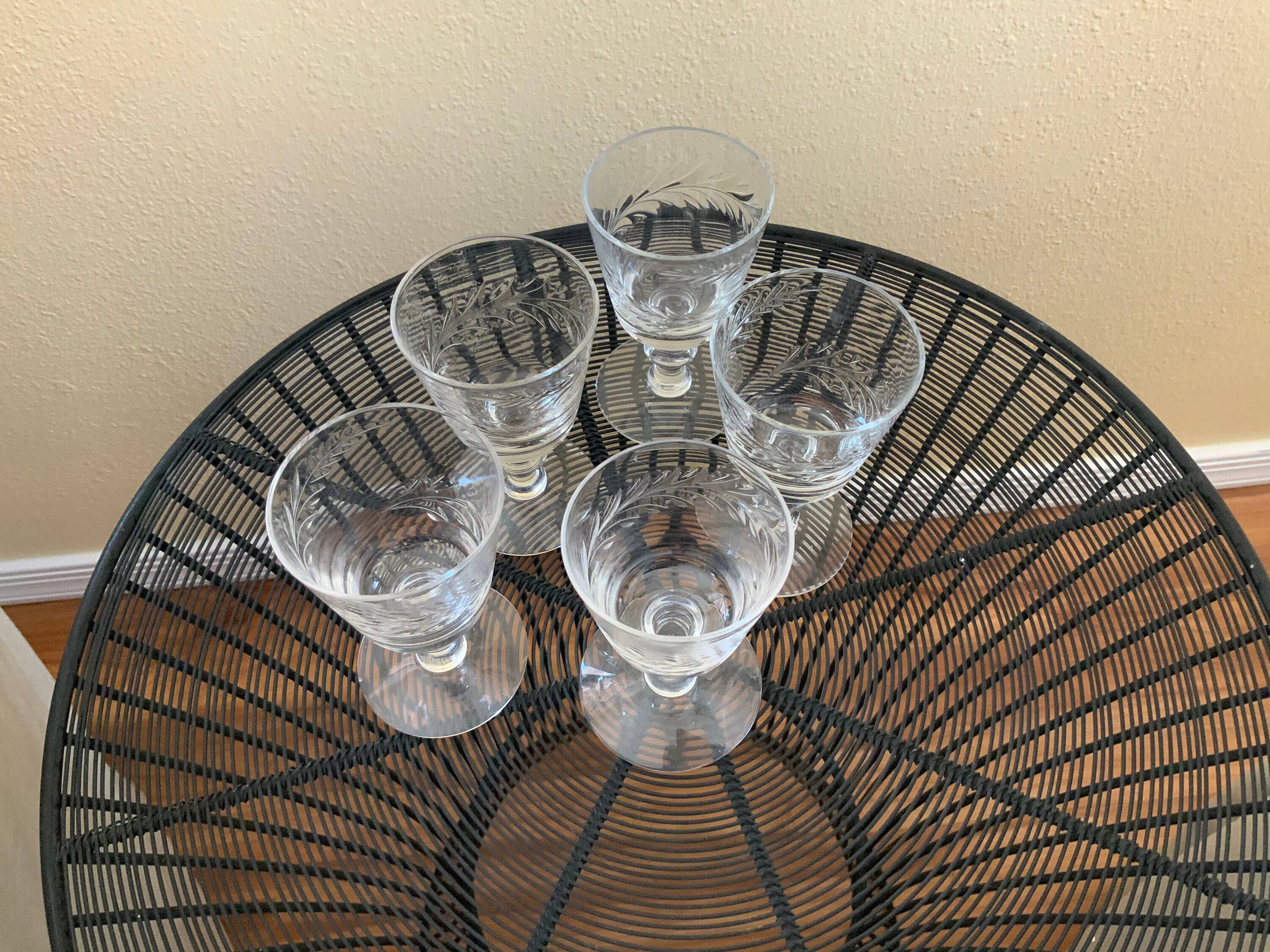 set-of-vintage-crystal-dessert-plates-and-cordial-glasses-etsy
