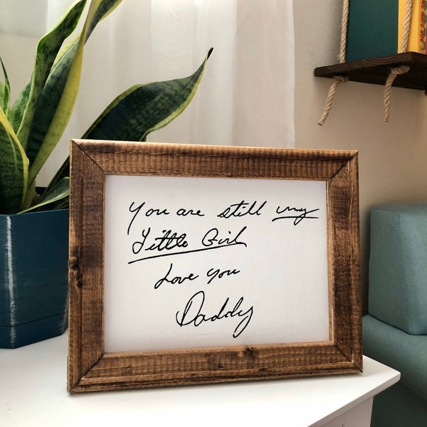 Personalized Handwriting Canvas Art - Rustic Wood Frame Memorial Gift