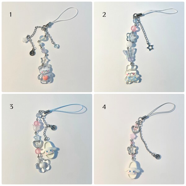 handmade beaded charm keychain [sanrio, glass, plastic, acrylic]