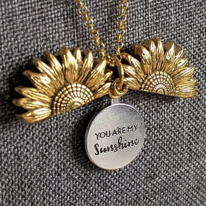 You Are My Sunshine Necklace | Sunflower Necklace, Sunflower Locket, Flower Jewellery, Floral Jewelry, Girlfriend Gift for Her, Gift for Mom