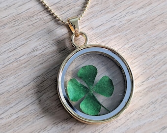 Four Leaf Clover Necklace | Four Leaf Clover Jewelry, Clover Pendant, Good Luck Charm, St Patrick's Day Gift Idea, Lucky Charm Necklace Gift