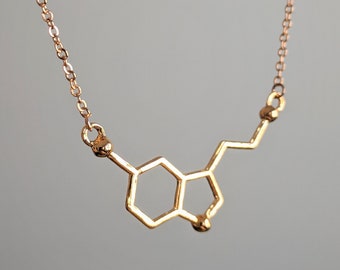 Creative Women Necklace Serotonin Molecule Chemistry Necklaces Jewelry Gift LA Creative Women Necklace Serotonin Molecule Chemistry Necklaces Jewelry Gift LA