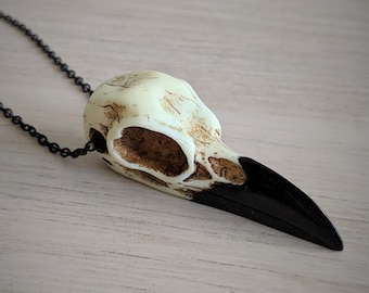 Raven Skull Necklace | Halloween Jewelry, Gothic Necklace, Raven Jewellery, Halloween Gift Idea, Laudna Scary Plague Doctor Witch Gift Idea
