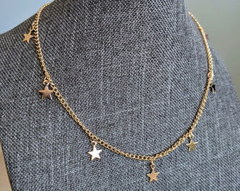 Star Choker Necklace | Star Necklace, Star Jewelry, Gold Stellar Constellation Jewellery, Astrology Gift, Star Gift Idea, Dainty Minimalist