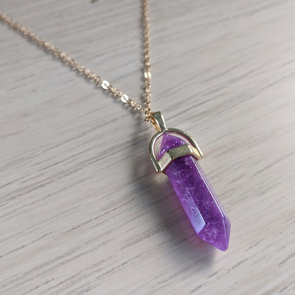 Amethyst Necklace | Crystal Necklace, Amethyst Pendant, Layered Necklace, Crystal Jewelry, Moon Necklace, Gift For Her, Purple Gemstone Gift