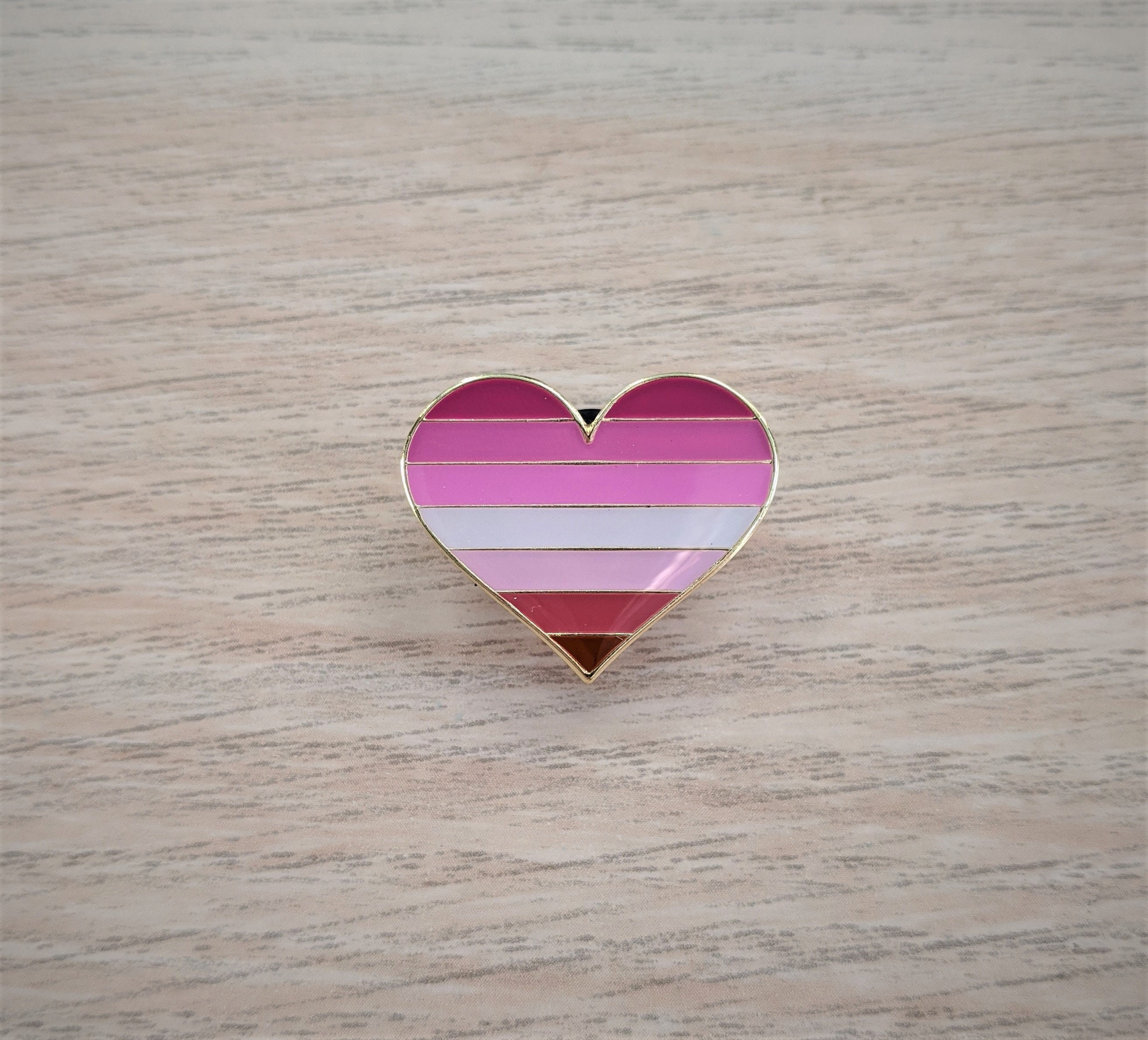 Lesbian Heart Enamel Pin Lesbian Pride Pin Flag Pins Queer Etsy