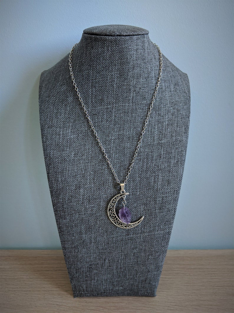Gemstone Moon Necklace Moon Necklace Moon Jewellery Etsy