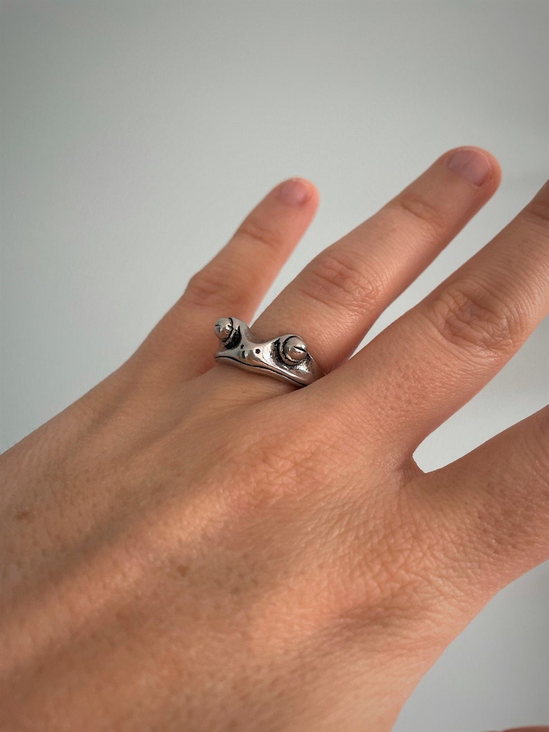 Frog Ring Frog Jewelry Funny Statement Ring Realistic Frog Etsy
