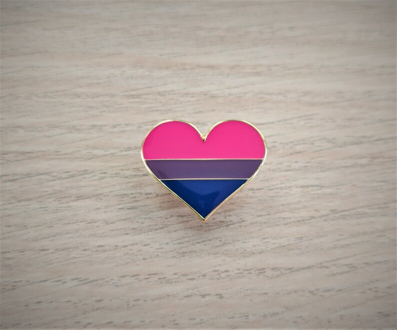 Bisexual Heart Enamel Pin Bisexual Pride Pin Bi Pins Queer Etsy