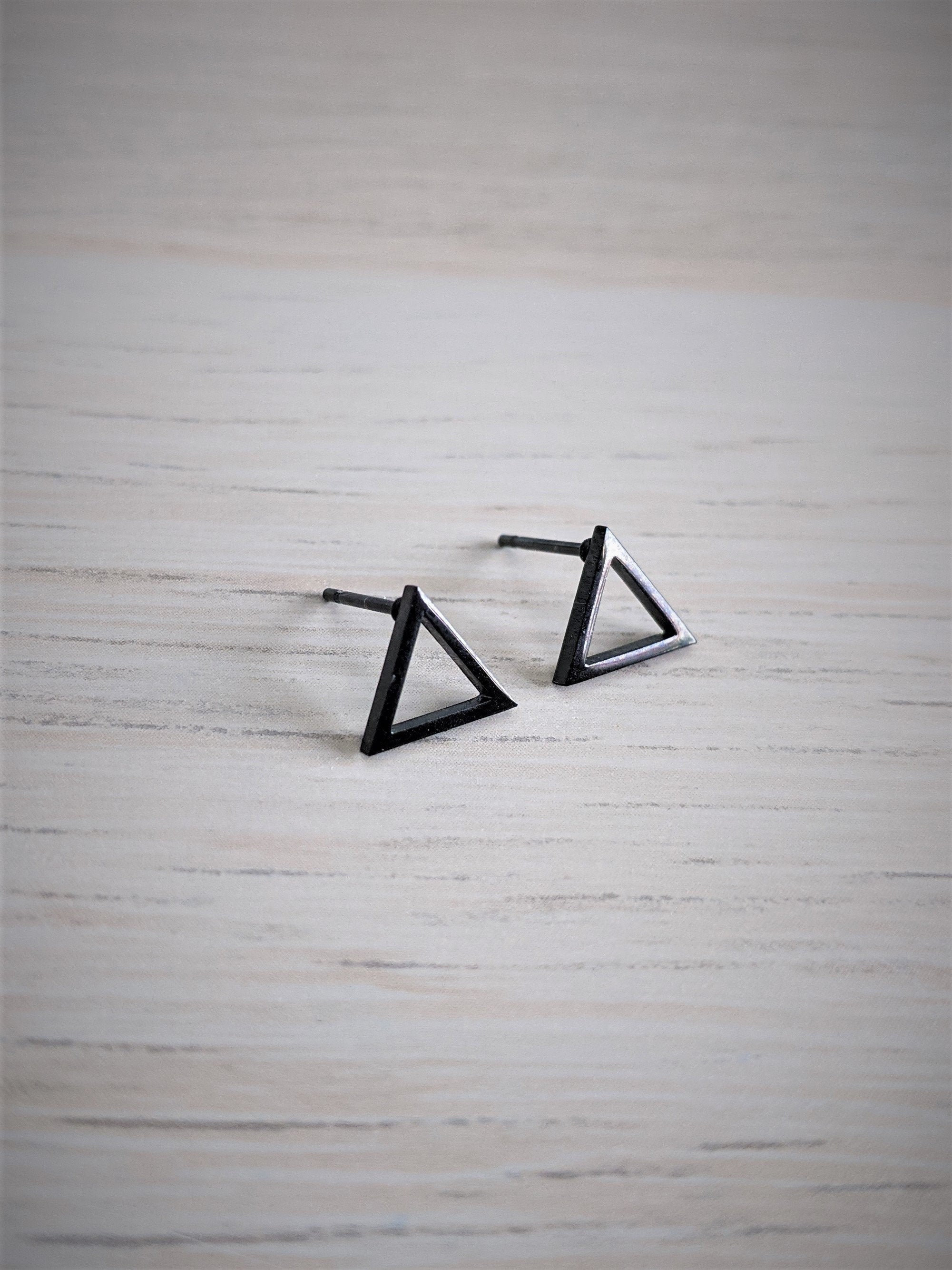 Black Triangle Earrings Geometric Earrings Modern Jewelry Etsy