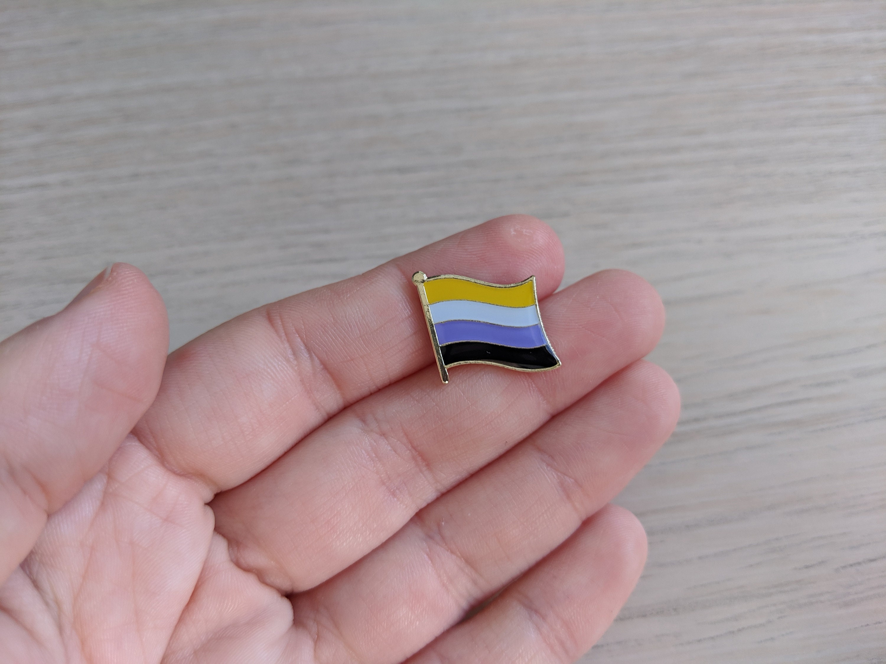 Nonbinary Flag Enamel Pin Nonbinary Pride Pin Gender Pins Etsy