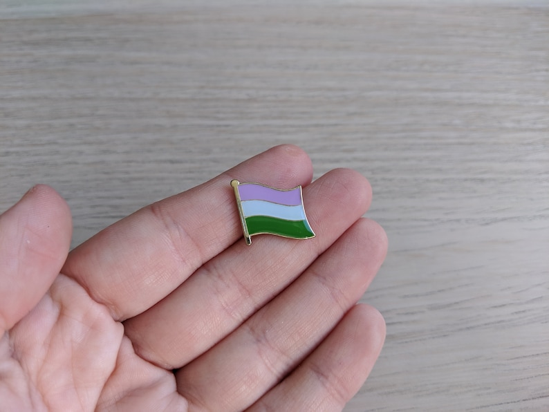 Genderqueer Pride Pin Genderqueer Flag Enamel Pin Green White Stripe Flag Gift Idea Queer LGBTQ Pride Flag Hard Enamel Pin Gender Pins