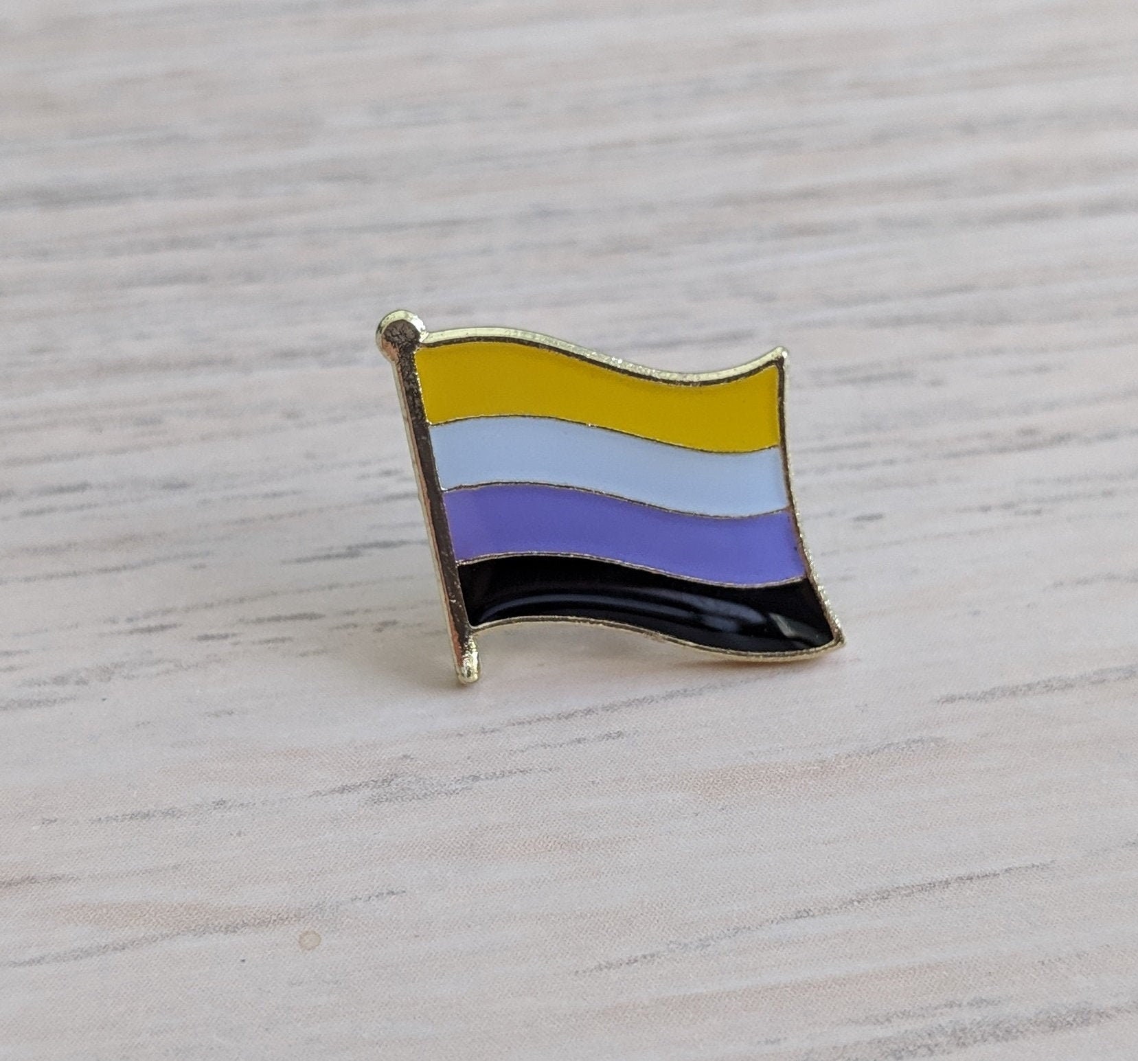 Nonbinary Flag Enamel Pin Nonbinary Pride Pin Gender Pins Etsy