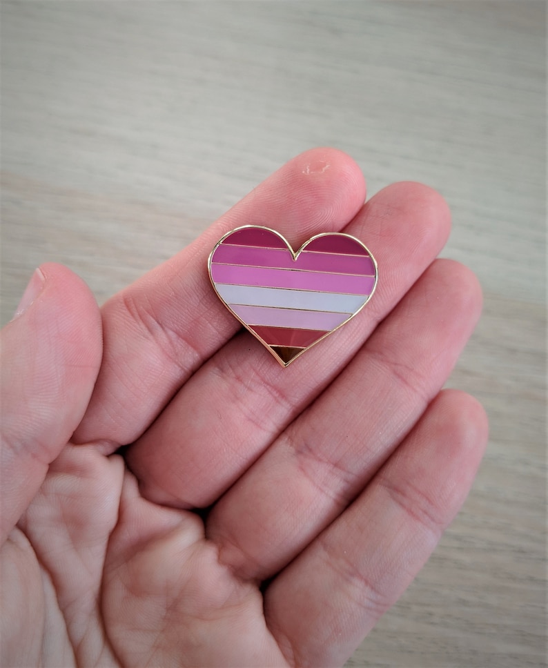 Lesbian Heart Enamel Pin Lesbian Pride Pin Flag Pins Queer Etsy 