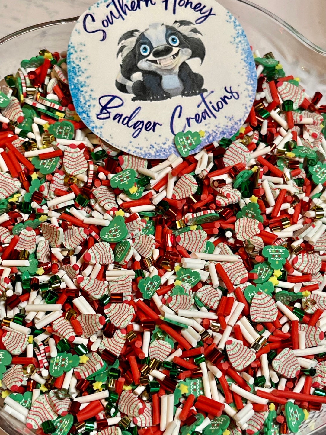 Debbie Christmas Tree Mix With Christmas Trees and Ribbons Polymer Clay