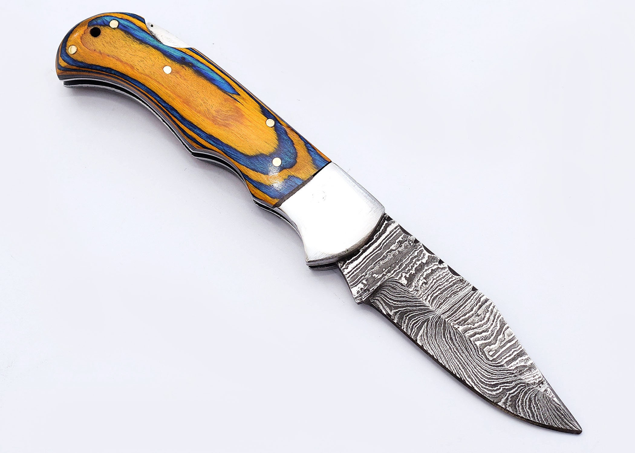 6.5 Handmade Damascus Steel Folding Knife Personalized Etsy