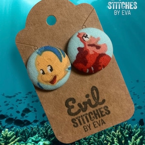 Flounder & Sebastian Fabric Button Earrings