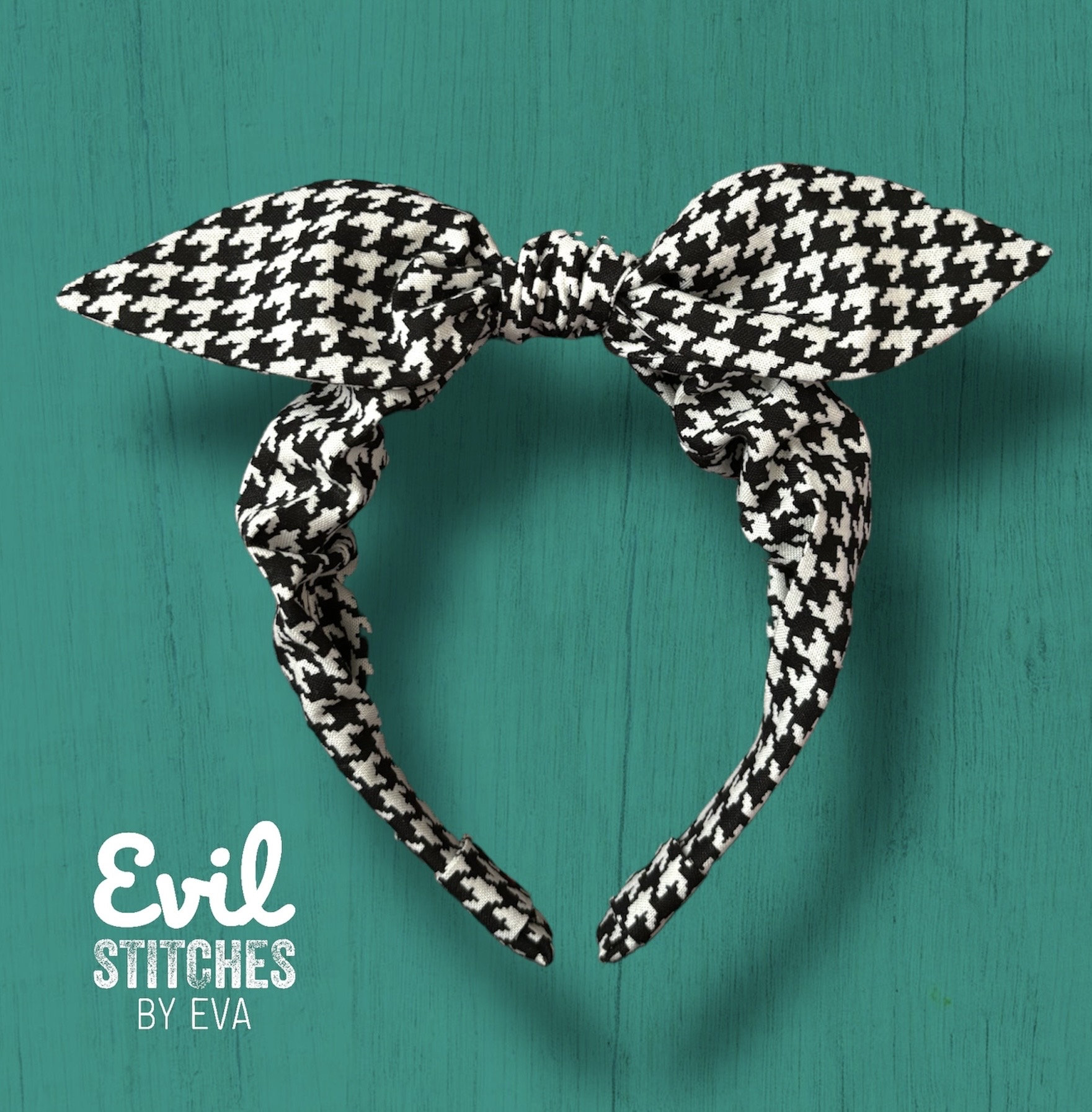 Houndstooth Knotted Bow Headband - Etsy display picture 2