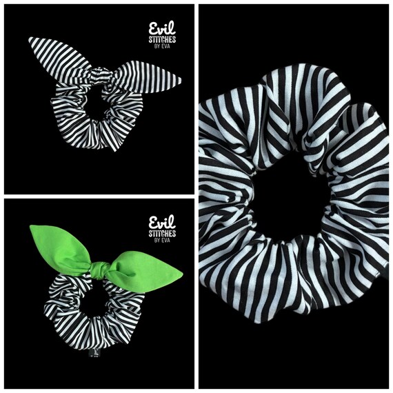 ブラック＆ホワイトストライプシュシュ - Etsy 日本