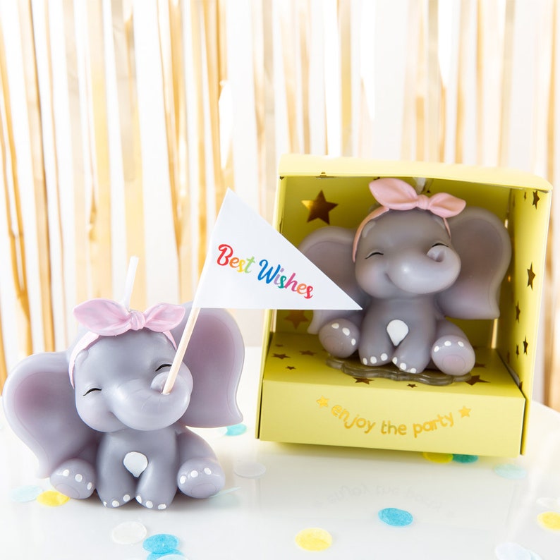 Cute Baby Elephant Candle/ first Birthday candle/ Baby Shower Etsy